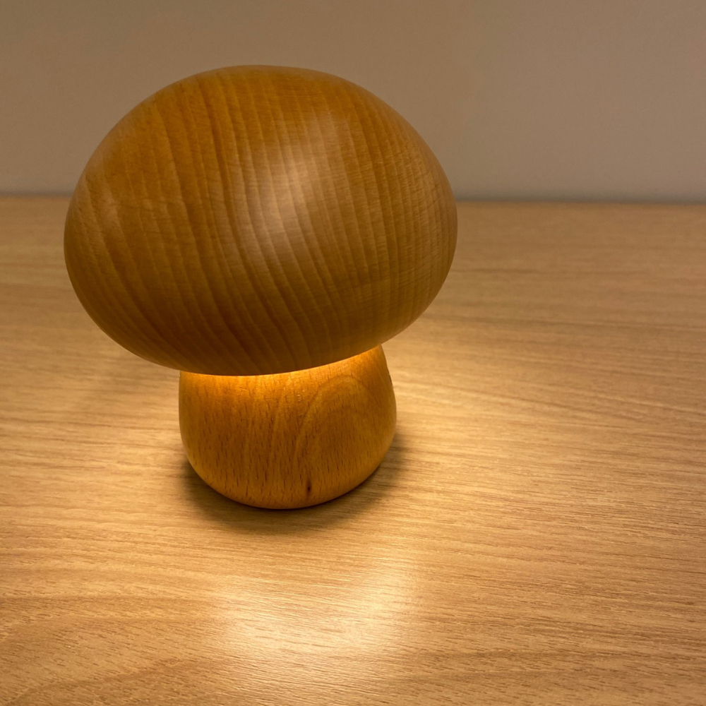 Wooden Mushroom Lamp Test